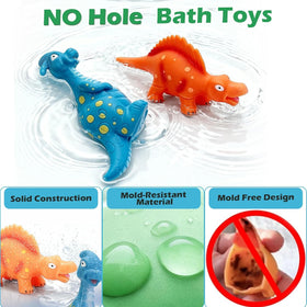 Lemofix mold-free design on a dinosaur bath toy for hygienic baths between uses.
