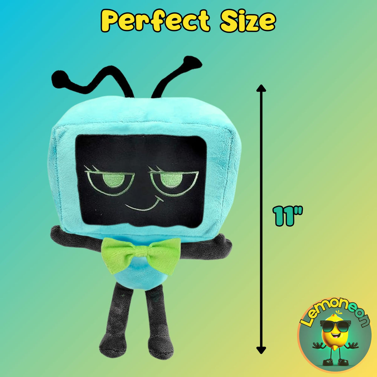 Lemoneon Vee plush close-up showing a detailed, recognizable face.