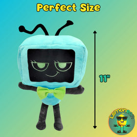 Lemoneon Vee plush close-up showing a detailed, recognizable face.