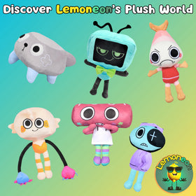 Lemoneon Vee plush with sticker set included for personalization.