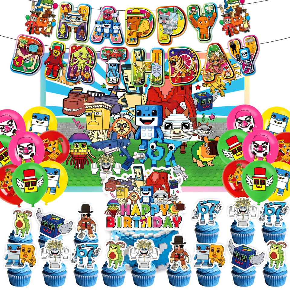 Lemoneon Steal a Brainrot banner adds a colorful focal point to your birthday decor.