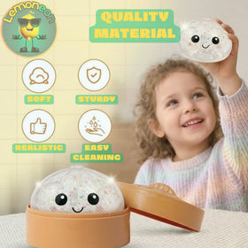 Lemoneon steamer-style box with glitter dumplings adds charm and collectibility.