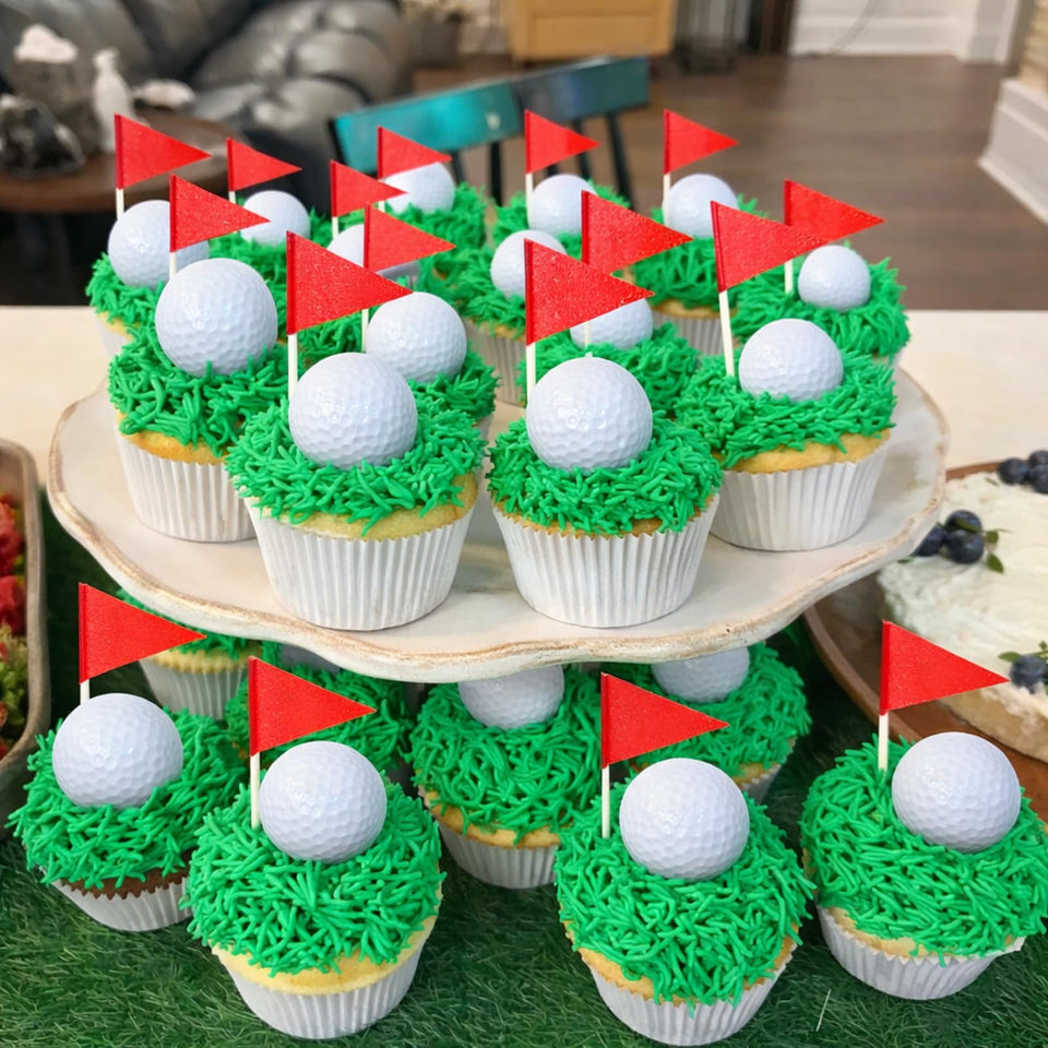 LemonRoad white golf balls cake toppers add lifelike charm to cupcakes