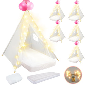 Lemosae 6-pack sleepovers teepee tents white for cozy kid sleepover spaces