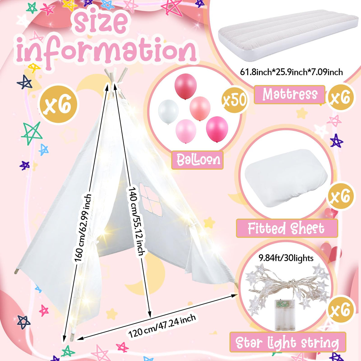 Lemosae teepee with star lights for magical reading and play