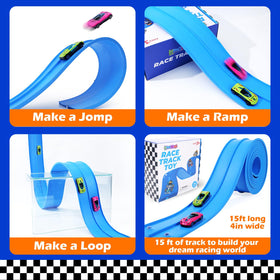 Lemostaar bendable track lets you shape loops and ramps for creative racing.