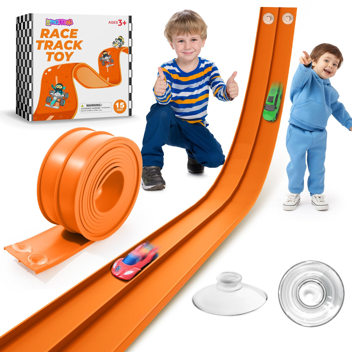 Lemostaar Flexible Race Track 15ft setup for indoor or outdoor racing.