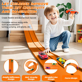 Lemostaar Flexible Race Track rolls up quickly for storage and travel.