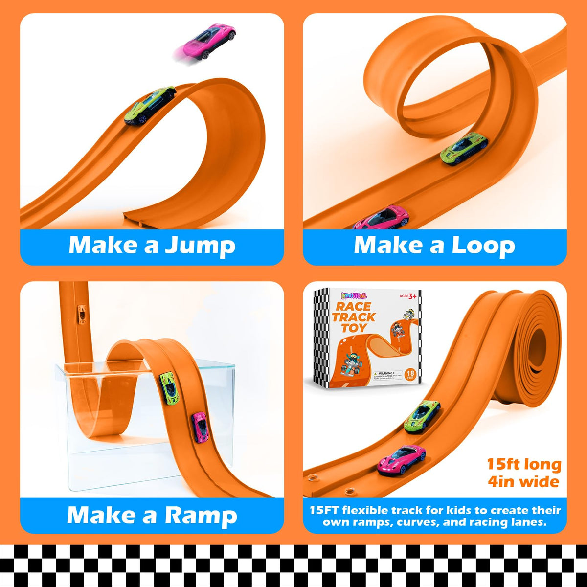 Lemostaar Flexible Race Track suction cups securely attach to windows and tiles.