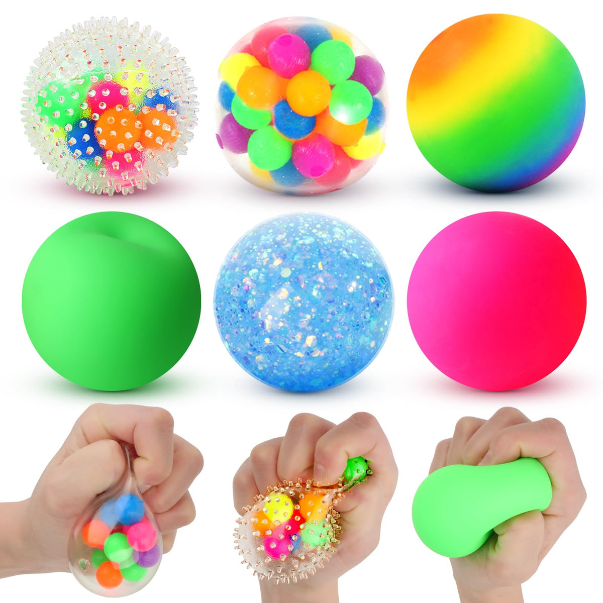 Lemostaar six-pack squishy stress balls with soft-touch finish for calm focus