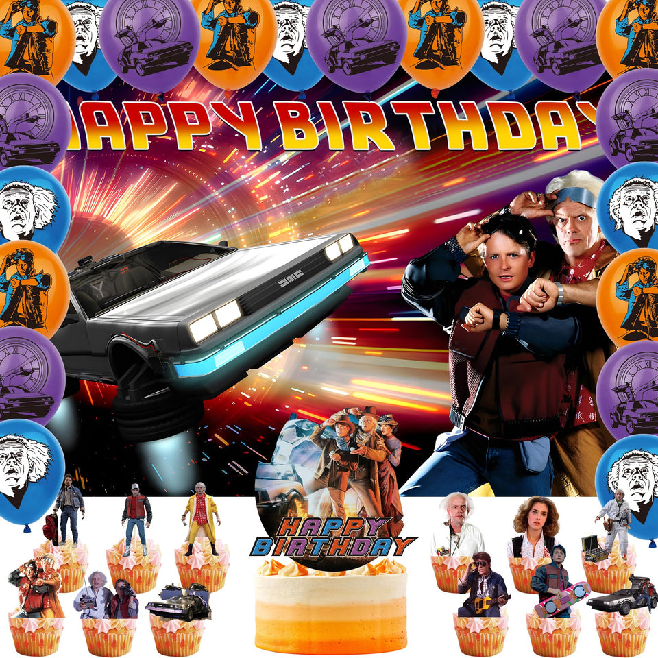 Lenglet back-to-1985 backdrop for retro birthday party photography
