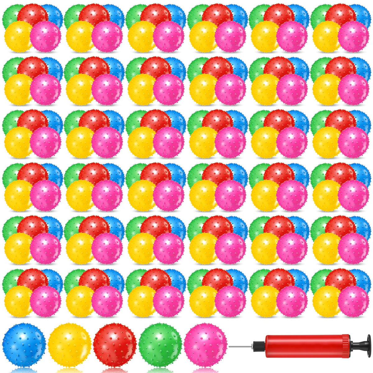 Lenwen 200-pcs knobby balls 6.3-inch, ideal for tactile play and early motor skills.