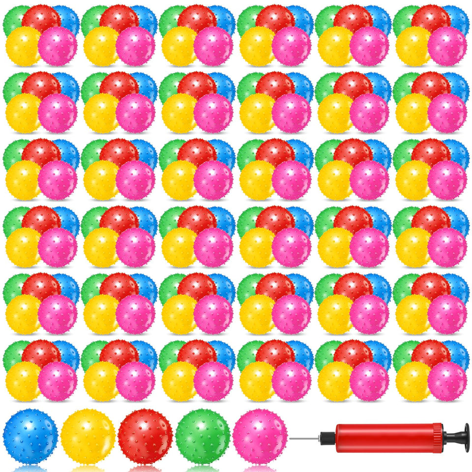 Lenwen 200-pcs knobby balls 6.3-inch, ideal for tactile play and early motor skills.