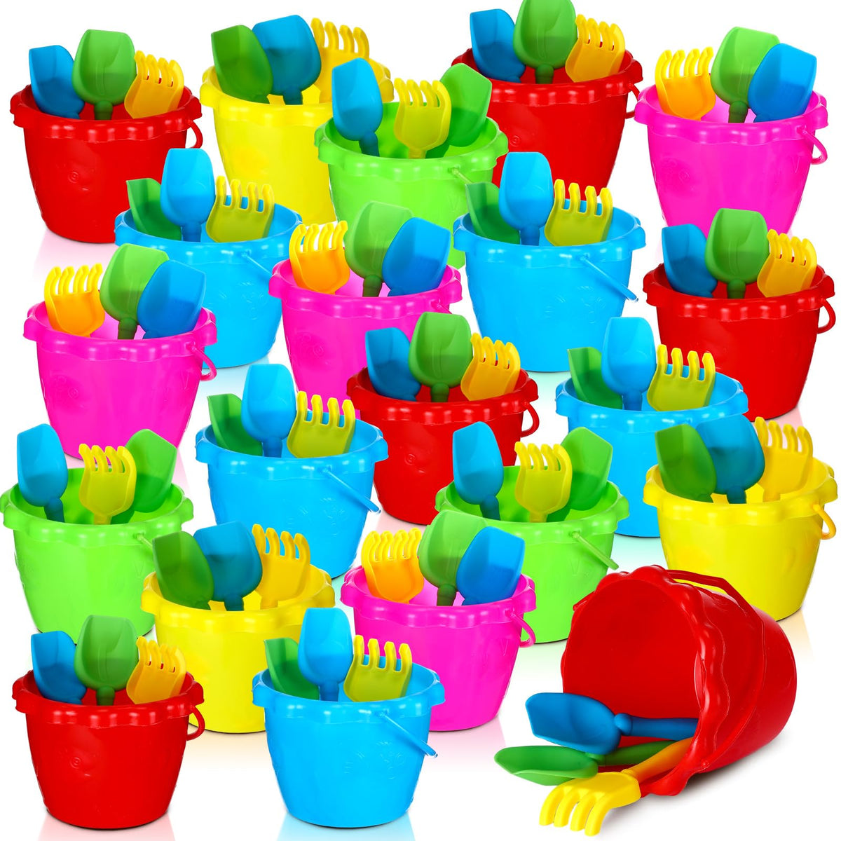Lenwen sand buckets for kids at the beach, colorful and sturdy for sandcastle fun