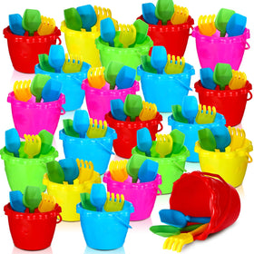 Lenwen sand buckets for kids at the beach, colorful and sturdy for sandcastle fun
