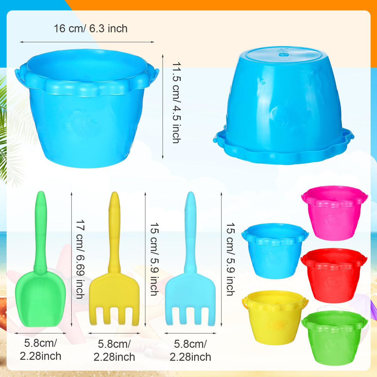 Lenwen 24-pack sand shovels, ideal for digging and shaping seaside creations