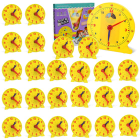Lenwen 26-pcs classroom clock kit big clock helps kids learn to tell time