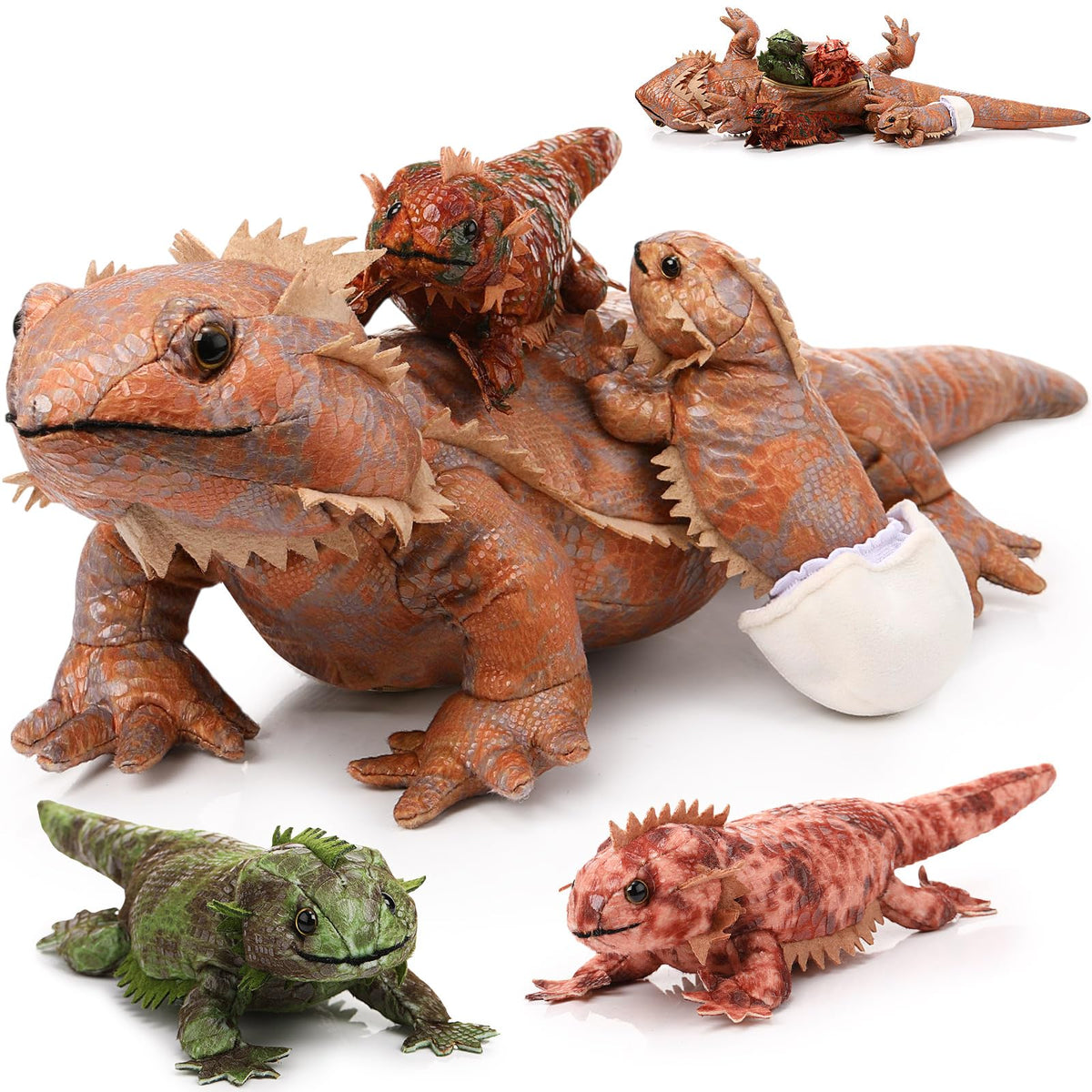 Lenwen bearded dragon plush 26-inch mommy lizard, soft and cuddle-worthy