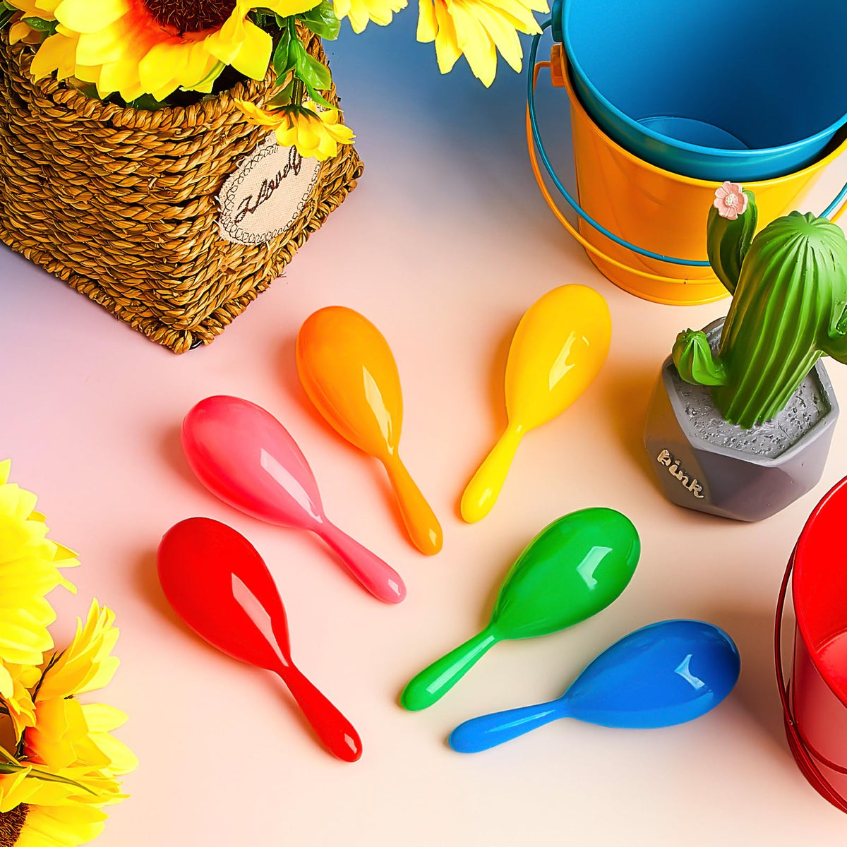 Lenwen mini maracas set as colorful party favors for musical activities