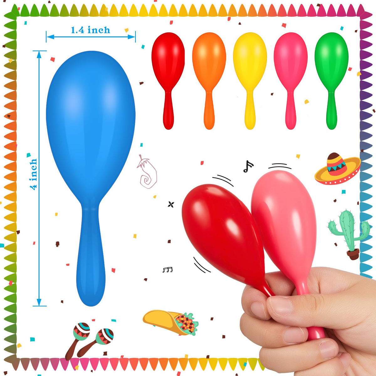 Lenwen Cinco de Mayo mini maracas for festive party use