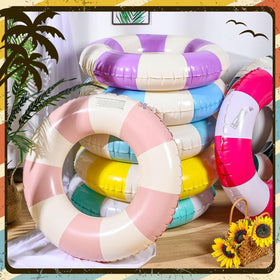 Lenwen classic striped pool floats add timeless style to summer gatherings.