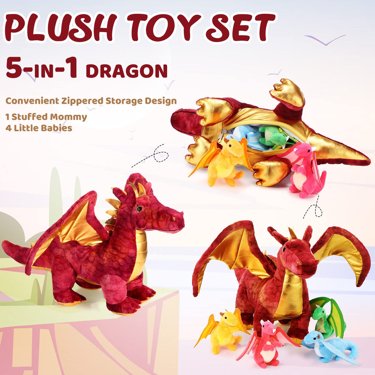 Lenwen baby dragon plush 3 sparks imagination during bedtime and play.