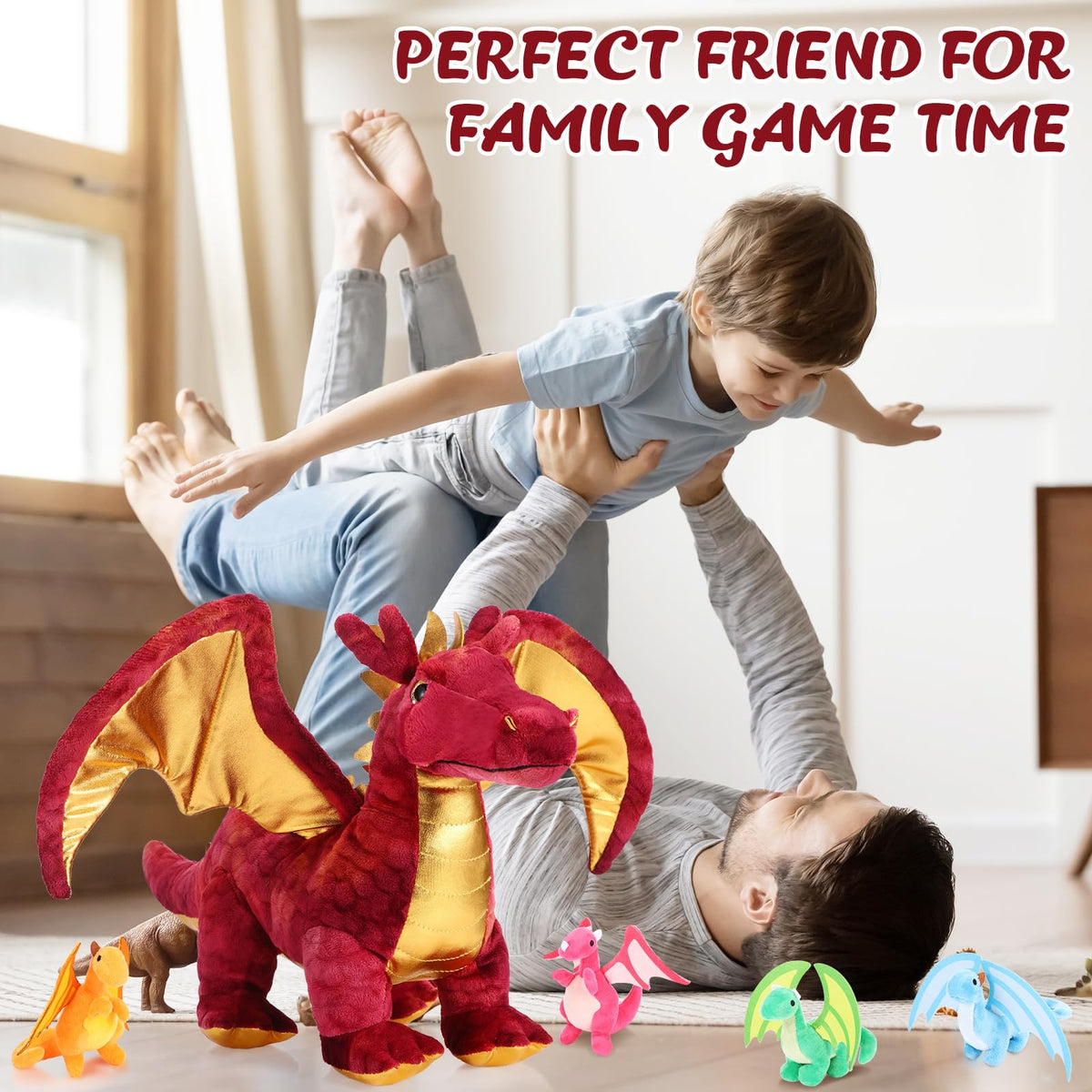 Lenwen dragon plush zippered belly reveals four hatchlings for hatching play.
