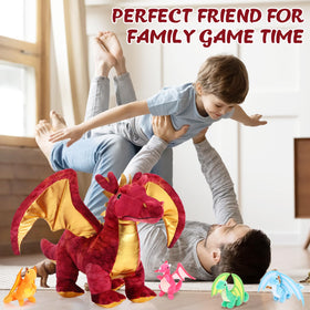 Lenwen dragon plush zippered belly reveals four hatchlings for hatching play.