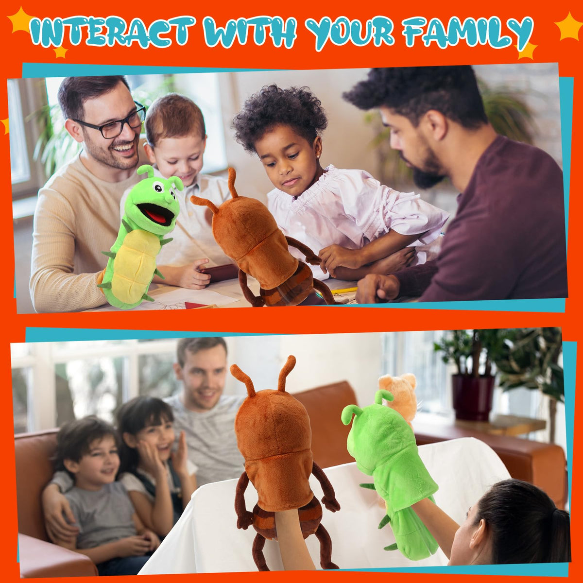 Lenwen dragonfly puppet mouth detail helps hold attention during bedtime tales