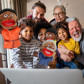 Lenwen daughter puppet with movable mouth for interactive storytelling and play.