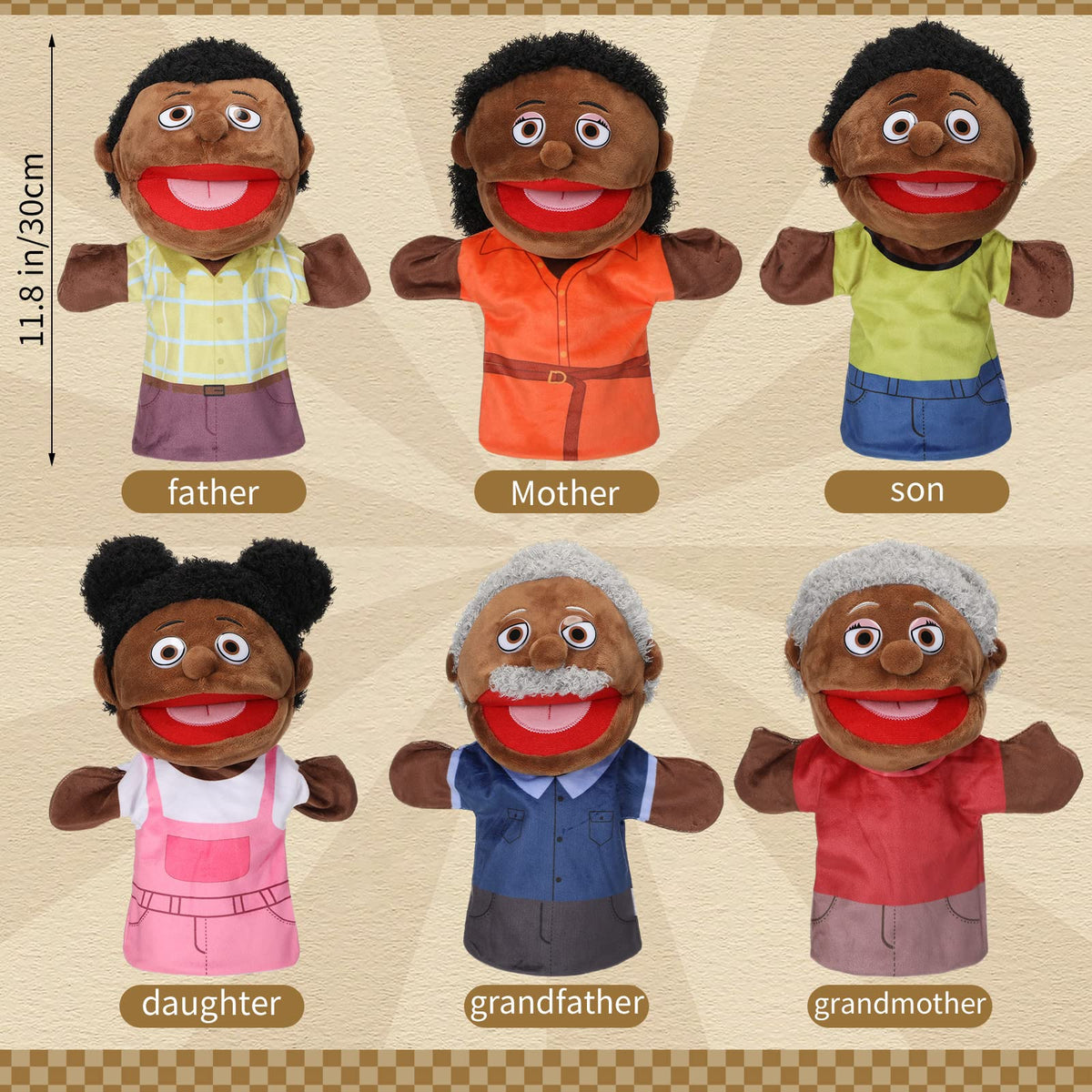 Lenwen grandpa puppet featuring movable mouth for classroom demonstrations.