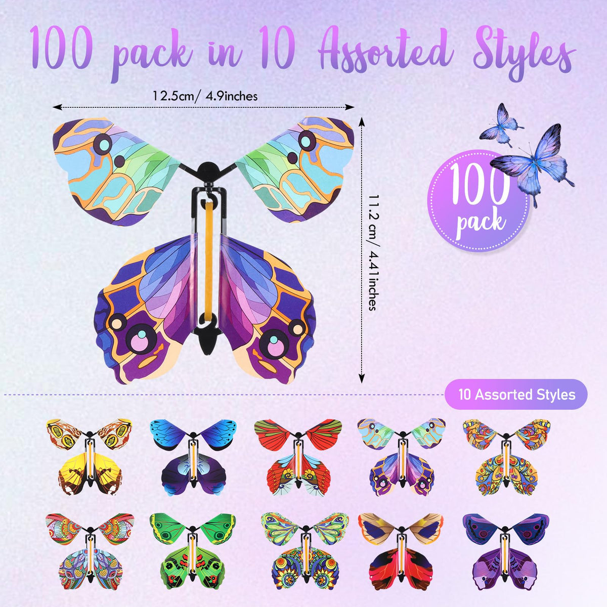 Lenwen butterfly pack in ten colors adds colorful excitement to gifts.