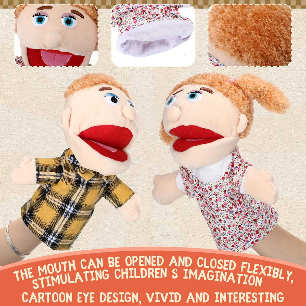 Lenwen grandpa hand puppet with movable mouth for classroom activities