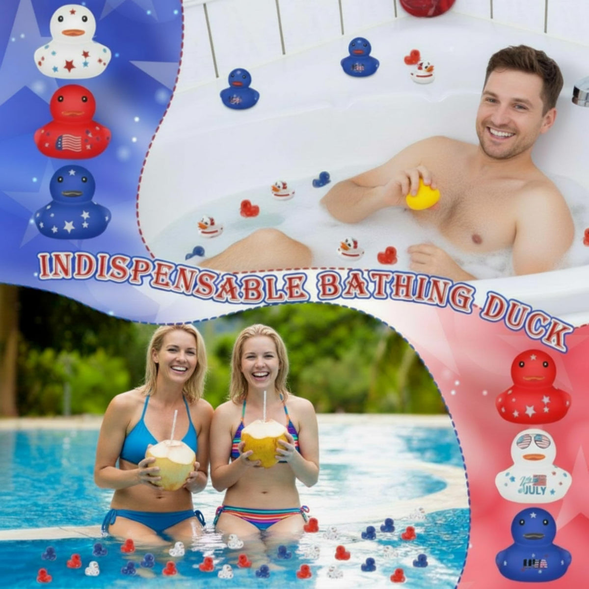 Lenwen Independence Day rubber duck prints add festive decor to any table.
