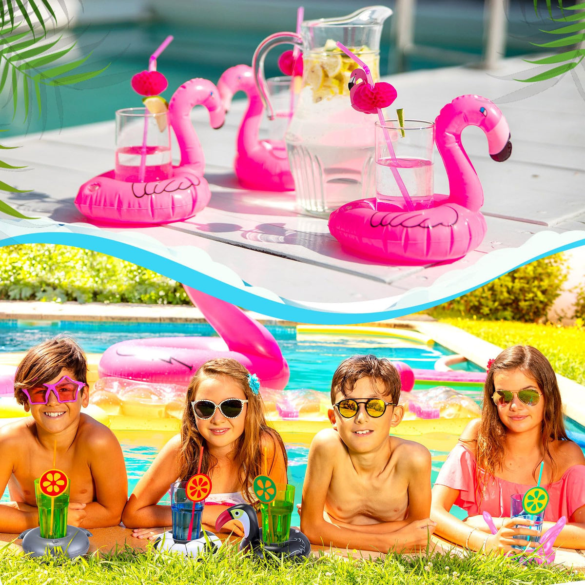 Lenwen inflatable drink holder heart-pattern keeps beverages within reach for sunny gatherings.
