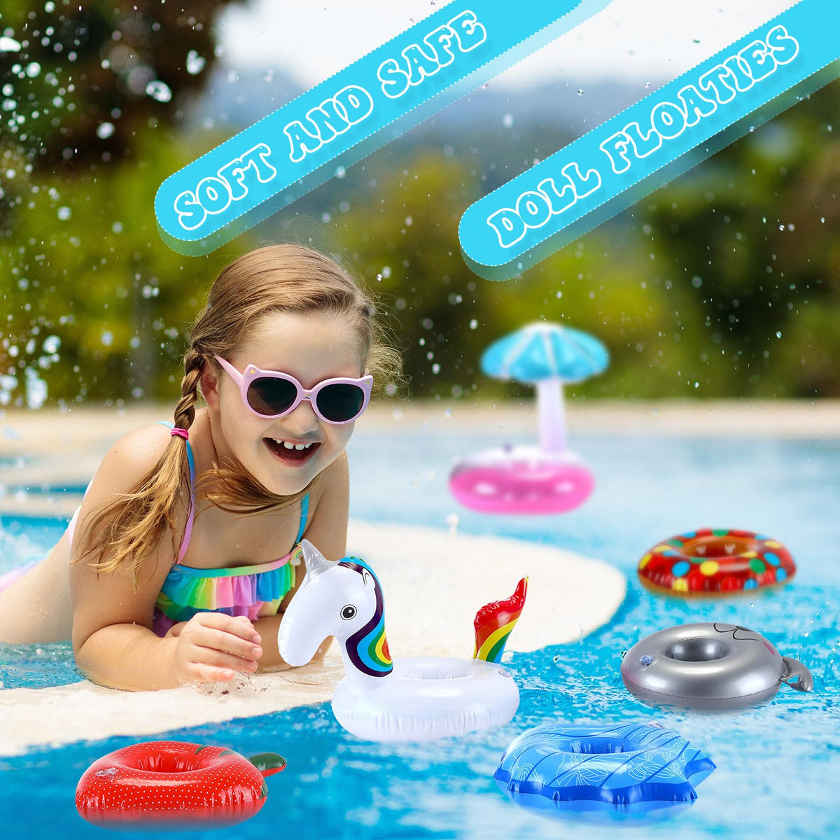 Lenwen inflatable drink holder multicolor-pack keeps poolside beverages organized for summer parties.