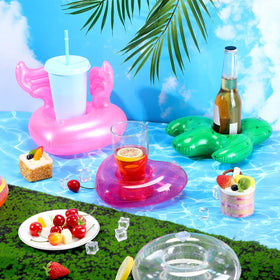Lenwen inflatable drink holder sequin-pattern float adds festive flair and practical bottle support.