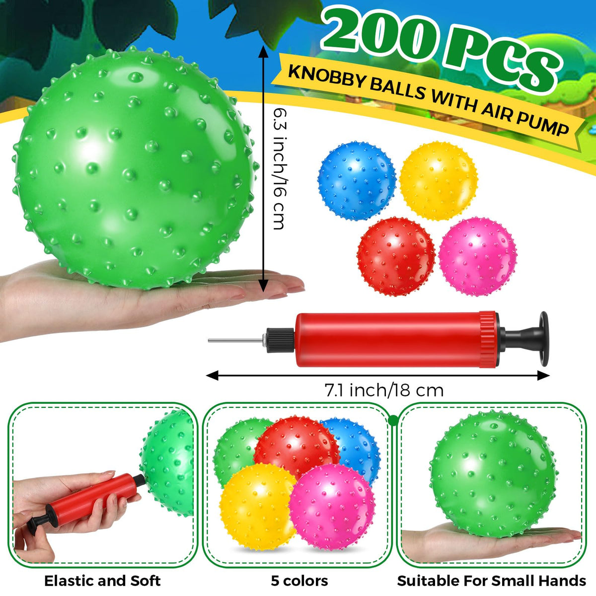 Close-up of Lenwen ball textured surface, stimulating touch during play.