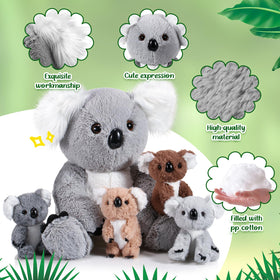 Lenwen koala tummy zipper detail to reveal the four babies.