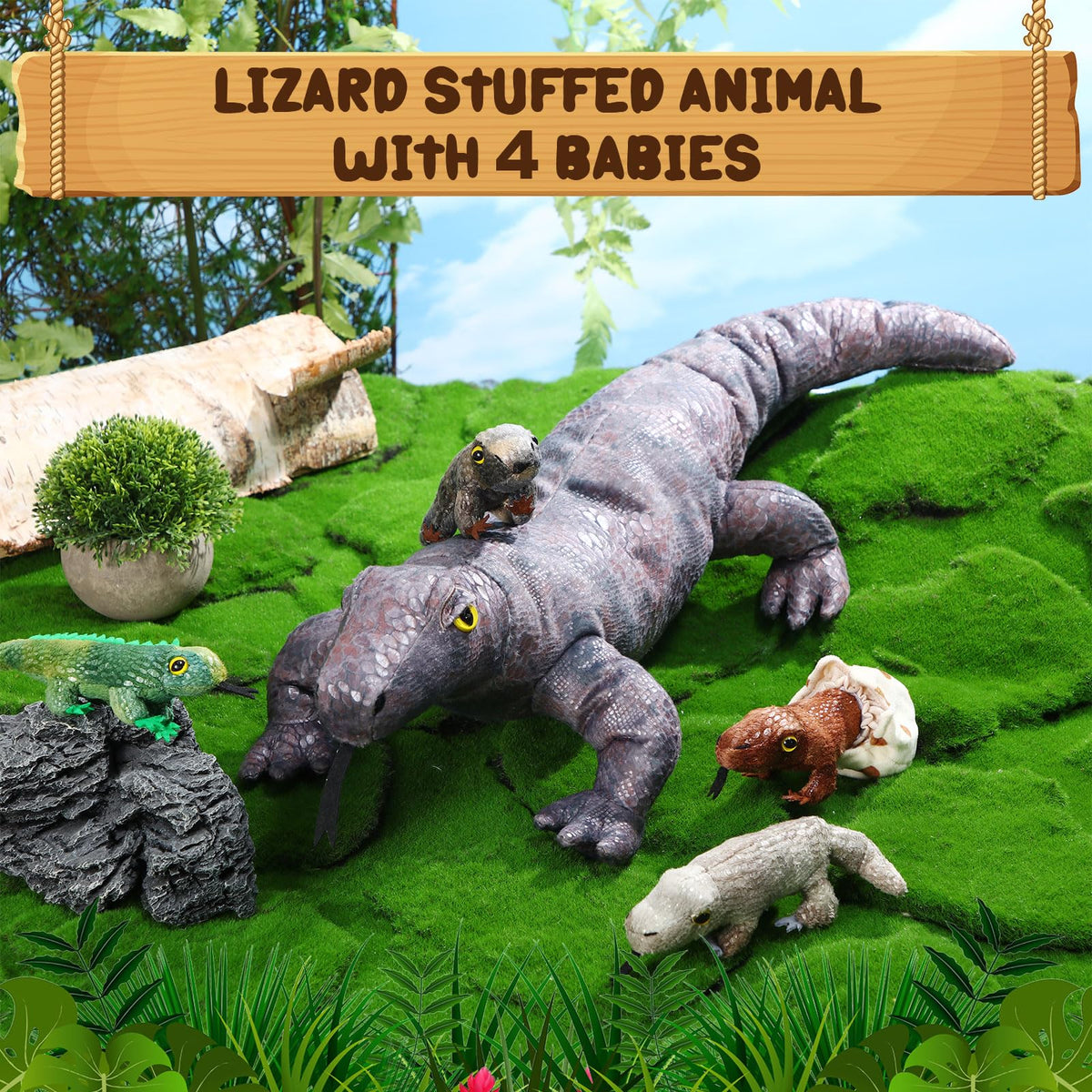 Lenwen purple mini lizard plush, perfect as a party favor or gift.