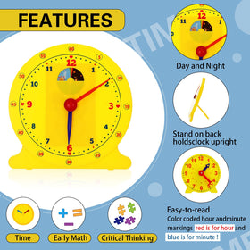 Lenwen color-coded hour and minute hands aid time relationships for kids