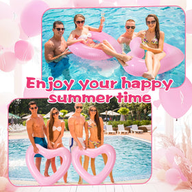 Lenwen pink heart float close-up shows durable PVC material