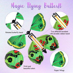 Lenwen wind-up butterflies glide with a rubber band for playful motion.