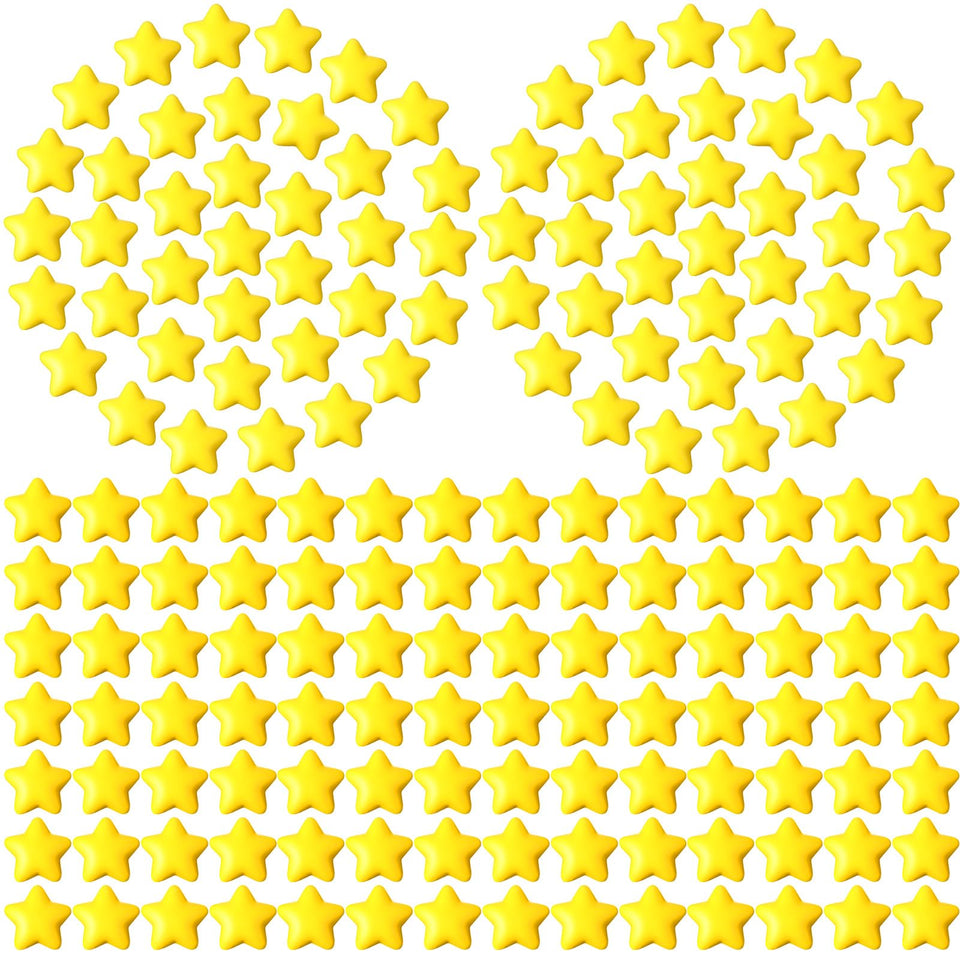 Lenwen yellow star stress ball close-up, soft foam for relaxing fingertip exercise