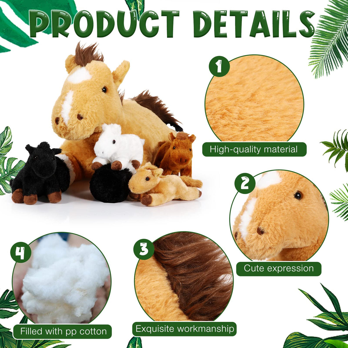 Lenwen stuffed horses with a zipper belly for easy storage and nurturing play