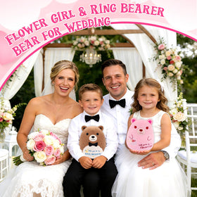 Leokawin teddy bear with soft short-pile fabric, gentle touch for weddings.