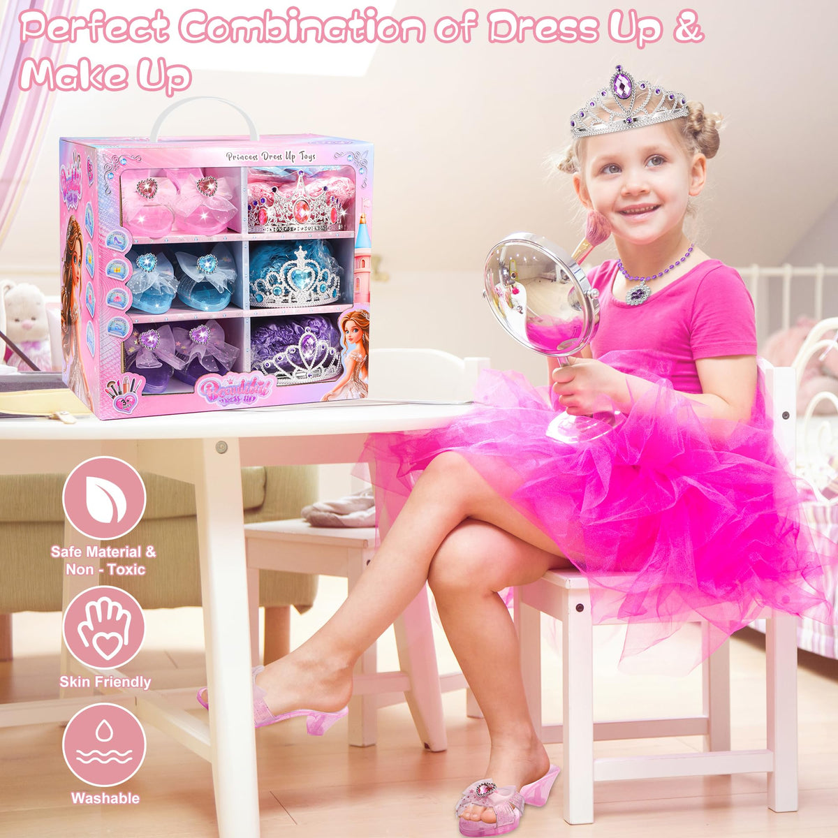 LeonaKidz Princess crown tiara for royal costume moments.
