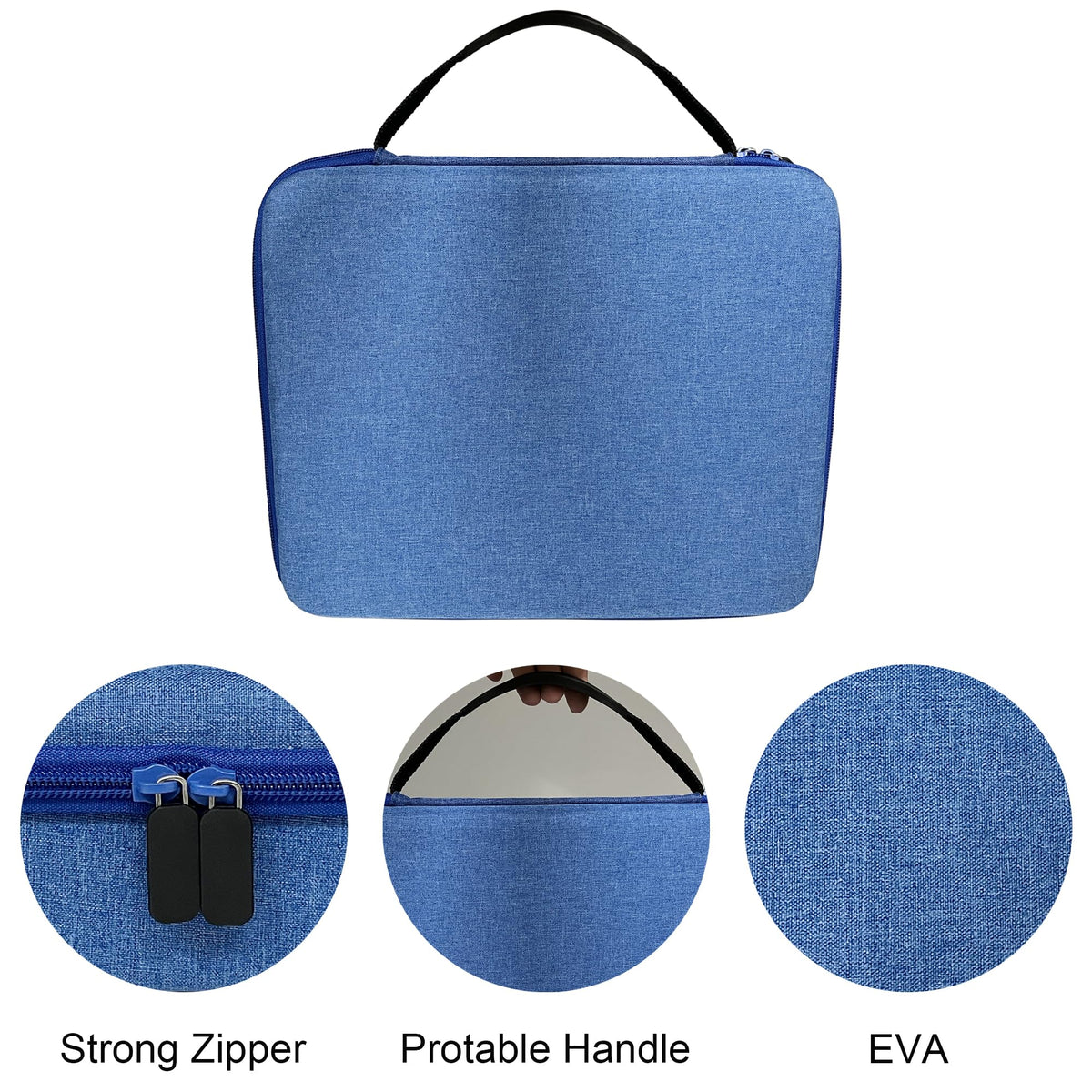 LeoTube blue case with comfortable handle for easy carrying.