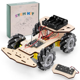 LEPANDA RC robot car kit with mecanum wheels enabling omni-directional travel.