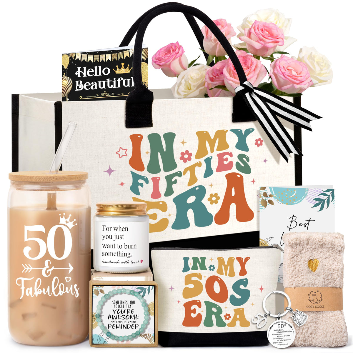 Lepiche canvas tote bag for the 50th birthday, durable and roomy for daily essentials.